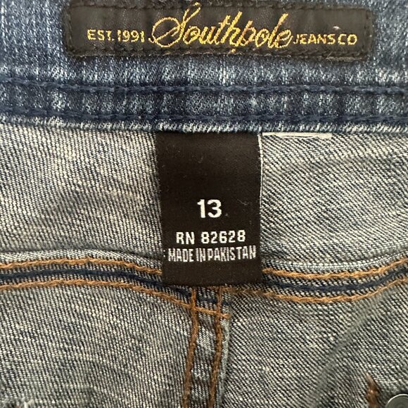 Y2K Southpole Capri Embroidered Gold Bling 90s Hip Hop Stretch Roll Up - Picture 13 of 16